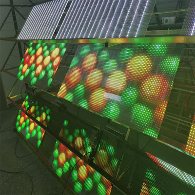 Pantalla de película transparente LED de color RGB para exhibición de vídeo en interiores y exteriores