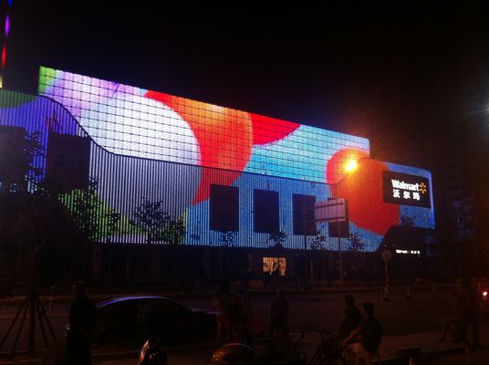 IP68 Pantalla de malla LED anti-UV RGB retardante de llama para iluminación de fachadas exteriores