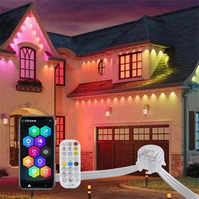 Luces de Navidad de exterior RGB inteligentes 20MM DC12V Controlador de aplicaciones IP67 a prueba de agua para decoración de techos y aleros
