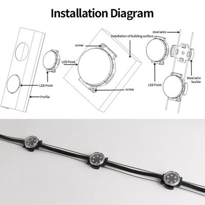 Fuera de 40 mm 50 mm 100 mm SMD3535 DMX 512 Digital RGB LED Pixel IP67 a prueba de agua