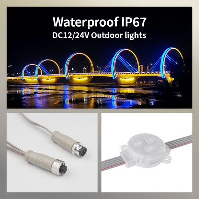 Precio de fábrica al aire libre RGB LED punto de luz a todo color 30mm DC12V IP67 luces de píxeles LED impermeables